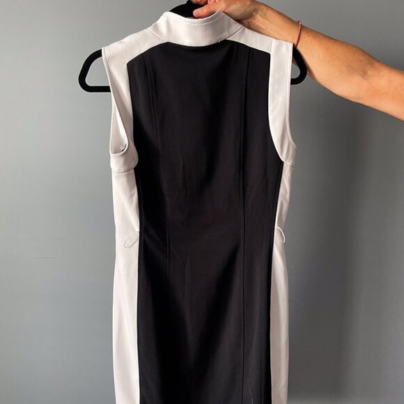 Tommy Hilfiger Sleeveless Dress Black & White, Full Zipper Front Sheath - Sz 8 - Picture 2 of 3